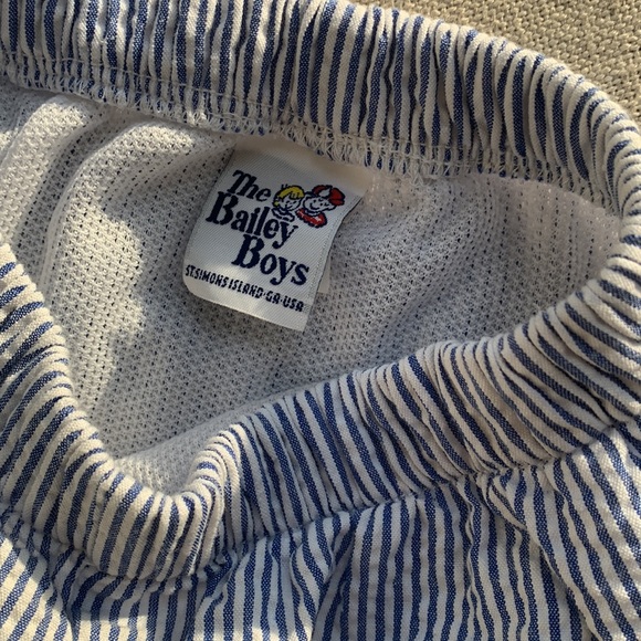 THE BAILEY BOYS Seersucker Infant Boy Swim Trunks with Embroidered Sailboats - Picture 4 of 6